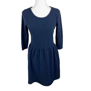 Collective Concepts Dress Women Extra Small Blue Quarter Sleeve Fit Flare Mini